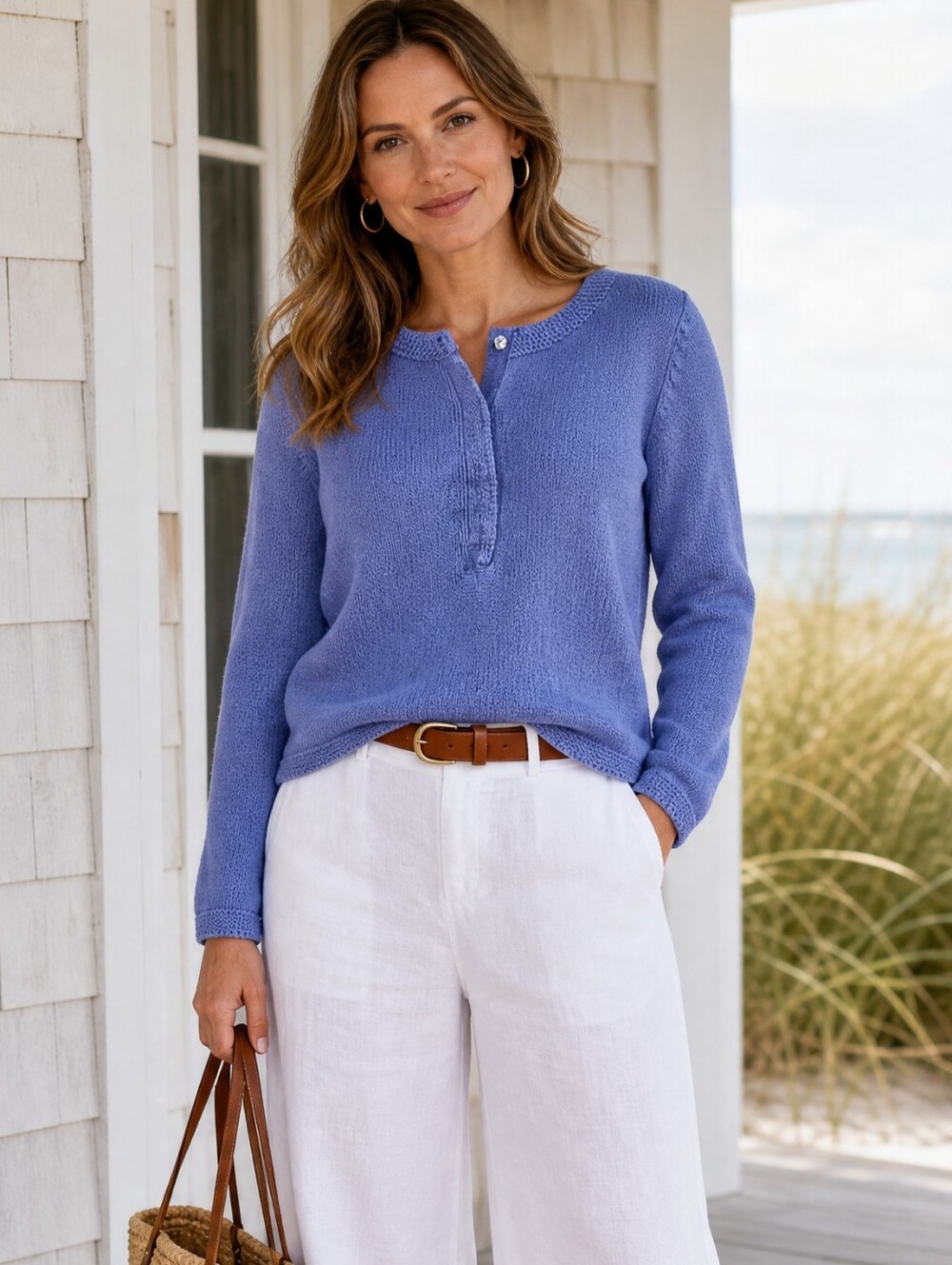 Purple Cotton Chunky Knit Sweater